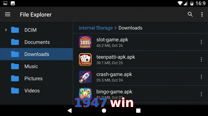 Main screen of 1947 Win gameapk page for PK players